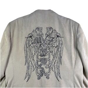 Meztizos Embroiled Corduroy Blazer Men's‎ 40 Tan Cotton Polyester Blend USA READ